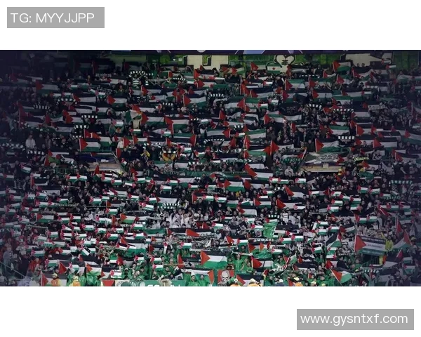 巴勒斯坦足球明星高举国旗展现民族团结与体育精神